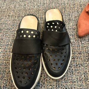 Black Leather Slip-On Shoes